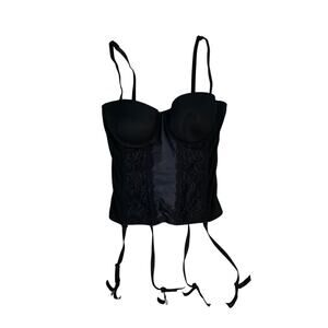 US-34 2 Miss Studio La Perla Black Corset Bustier Lingerie Top Sexy Lace Garter